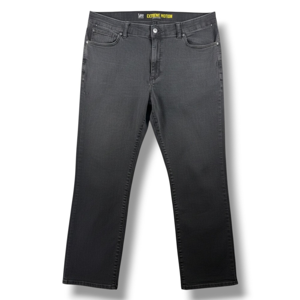 Lee Extreme Motion Relaxed Fit Straight Leg Jeans Charcoal Gray 46x32 Mens